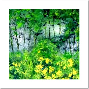 Lush Green Forest acrylic painting Posters and Art